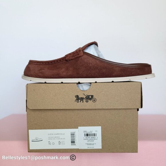 COACH Men’s Suede Loafer Mule- MEN’s US Size: 10D – Vintage Brown color⭐